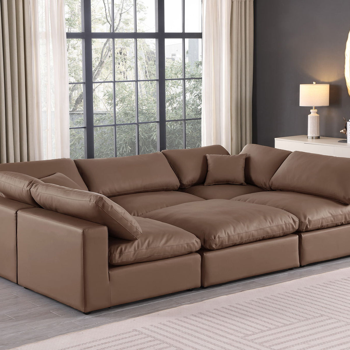 Comfy - 6 Piece Faux Leather Sectional