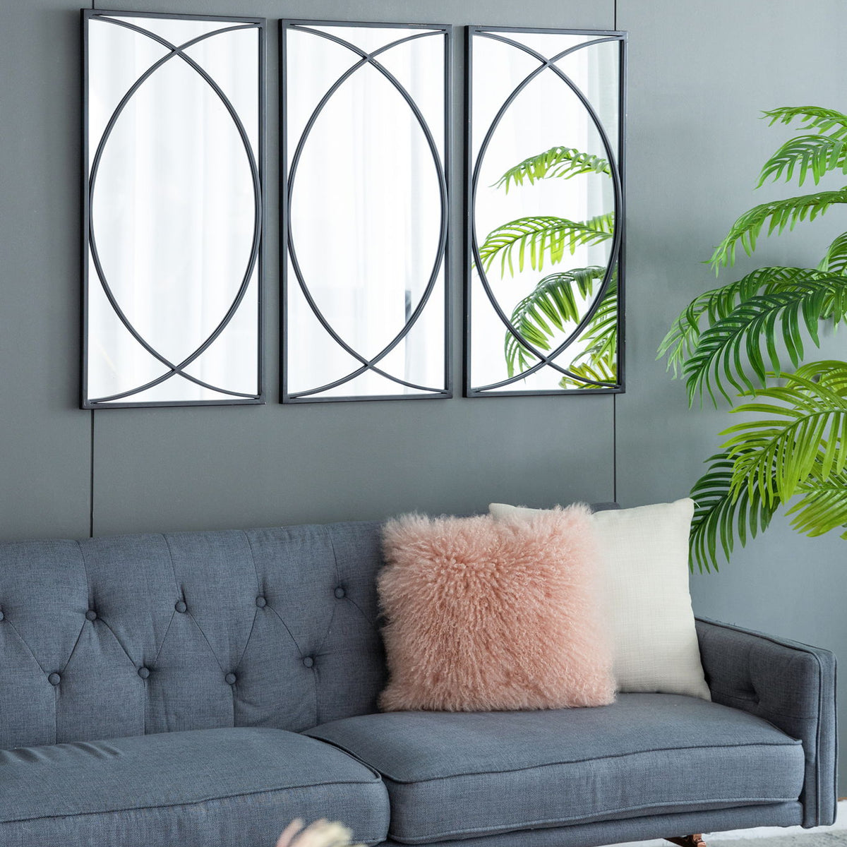 Rectangular Wall Mirrors With Frame, Home Decor For Living Room Bedroom Entryway - Black