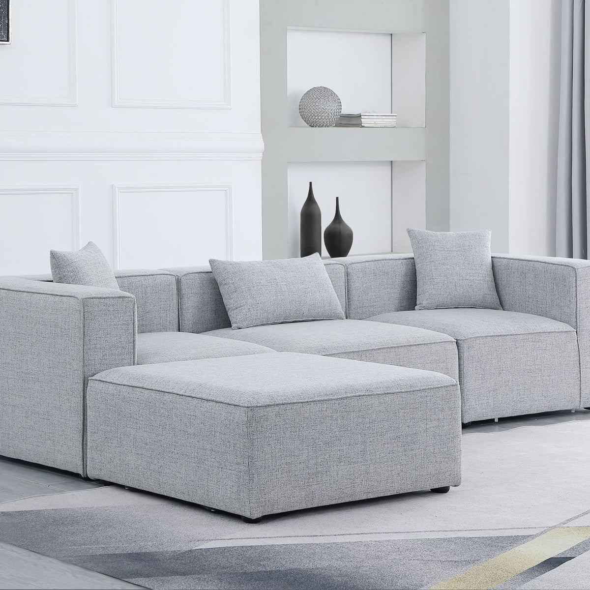 Cube - Linen 4 Piece Modular Sectional With Chaise