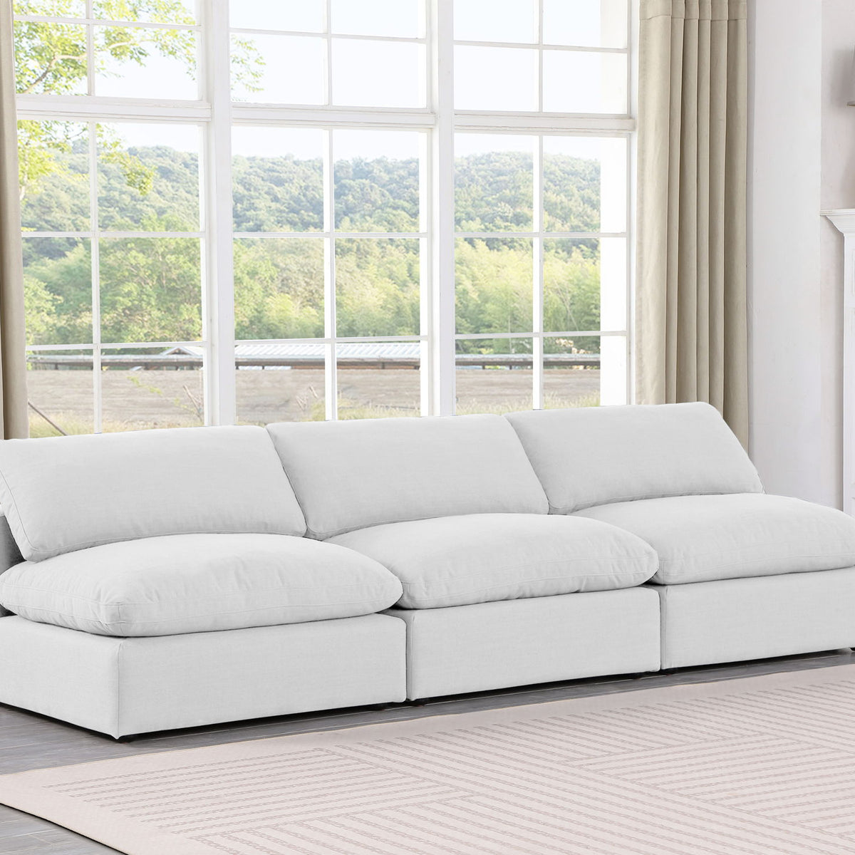 Comfy - Linen Modular Armless Sofa 3 Seats