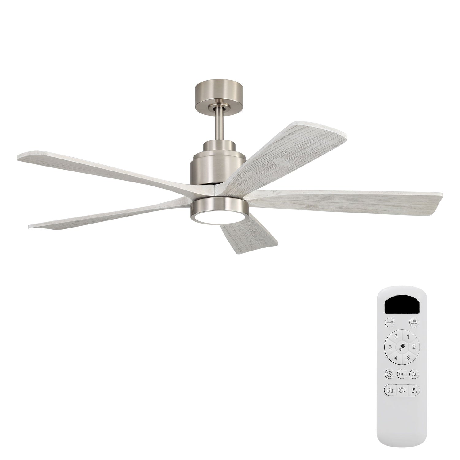 Ultra Quiet Reversible Ceiling Fan With Light Dimmable LED For Large Room - Brushed Nickel