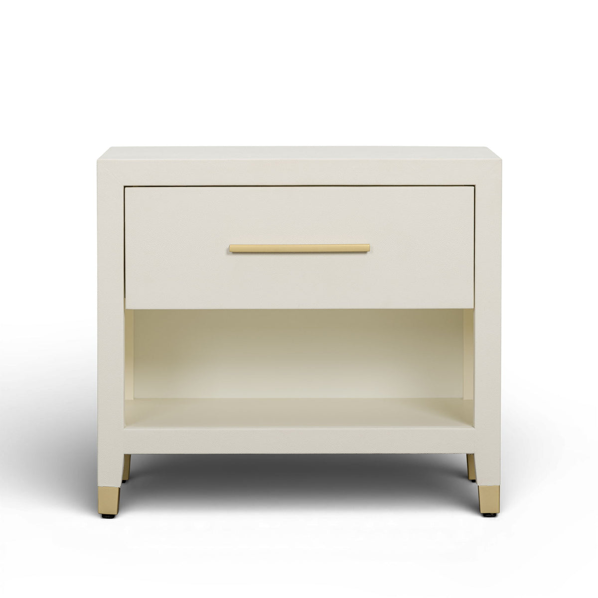 Dani - Faux Shagreen Nightstand With Drawer - Cream