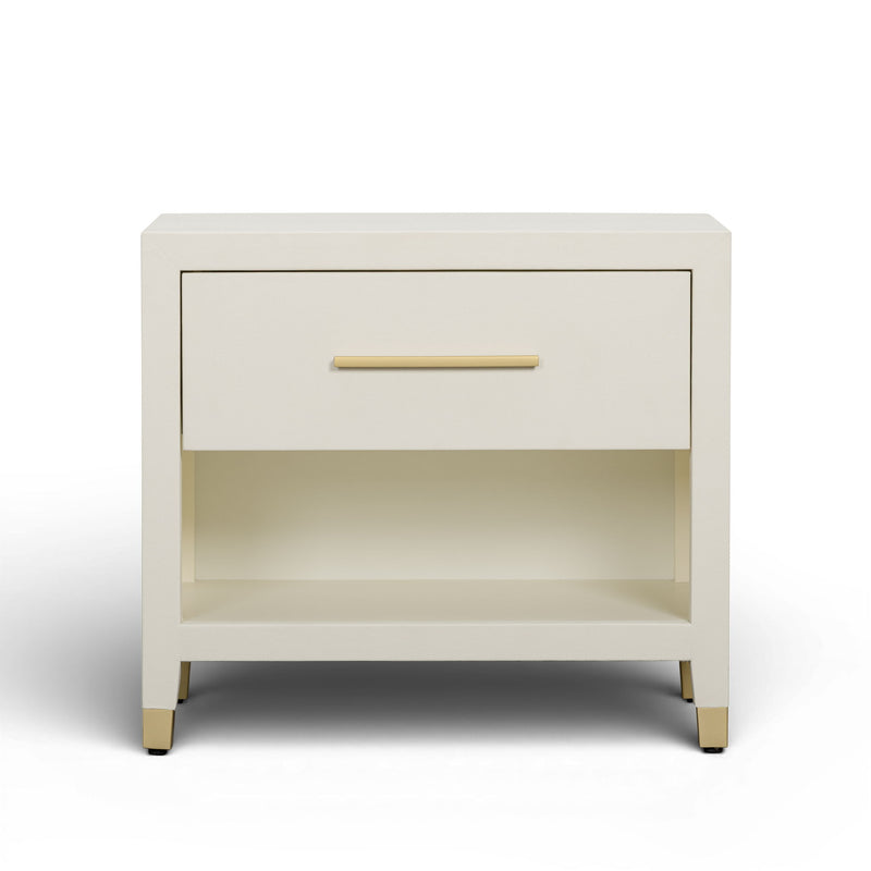 Dani - Faux Shagreen Nightstand With Drawer - Cream