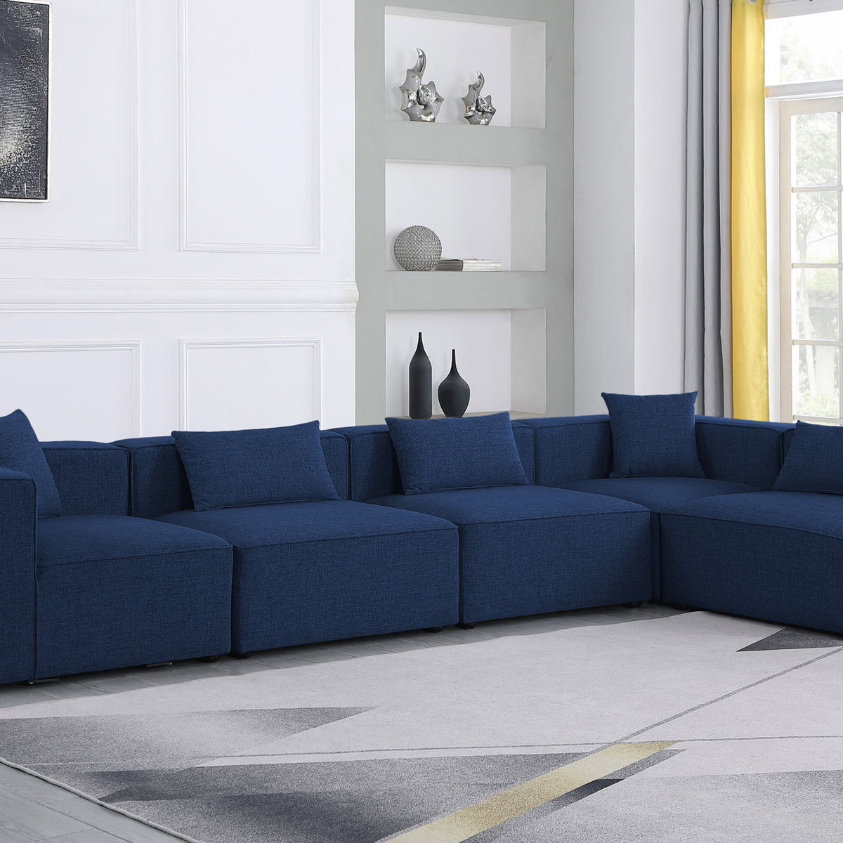 Cube - Linen 5 Piece Modular Sectional