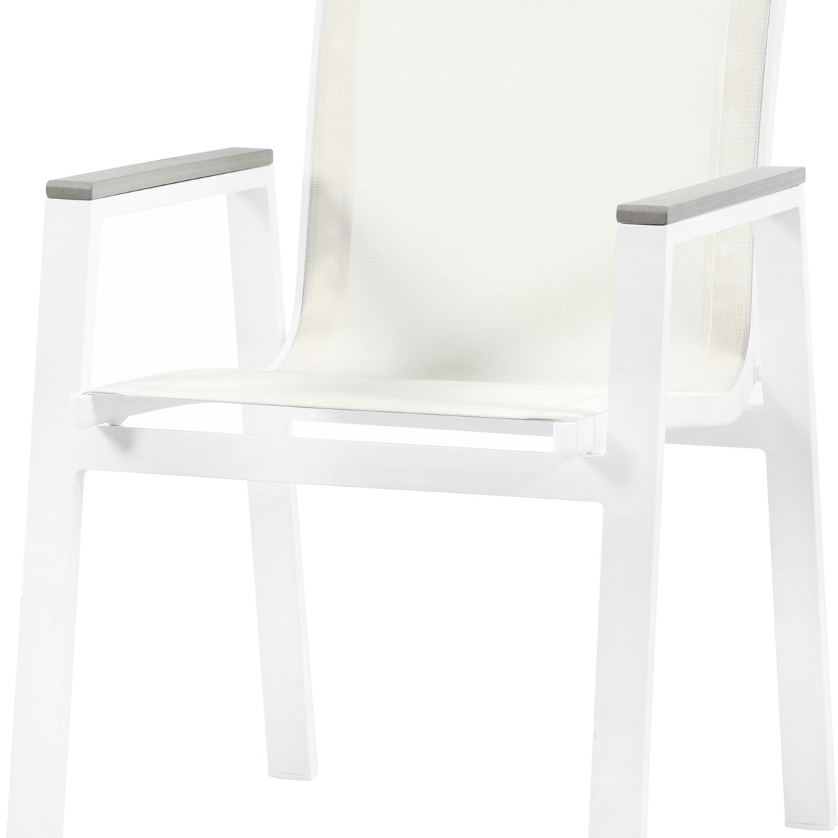 Nizuc - Outdoor Patio Dining Arm Chair With White Frame And Gray Arms (Set of 2)