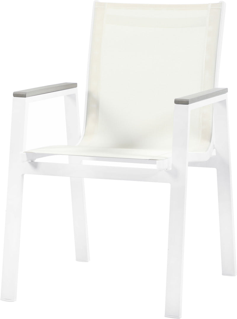 Nizuc - Outdoor Patio Dining Arm Chair With White Frame And Gray Arms (Set of 2)