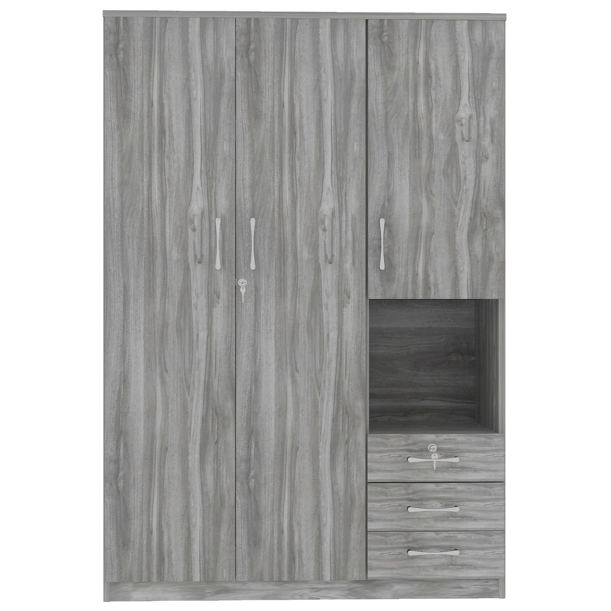 2 Doors Wardrobe Storage For Bedroom With Shelves And 3 Drawers