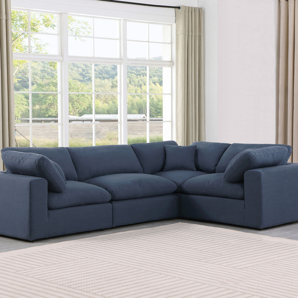 Comfy - 4 Piece Linen Fabric Modular Sectional