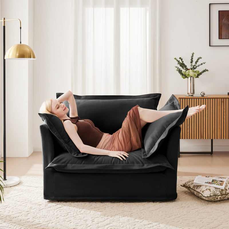 Slipcovered Chenille Armchair - Black Chenille