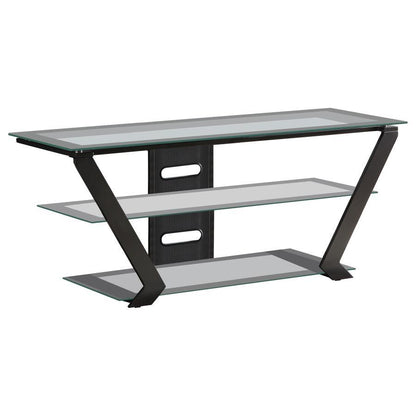 Donlyn - 2-Tier Metal TV Stand With Glass Shelves - Black