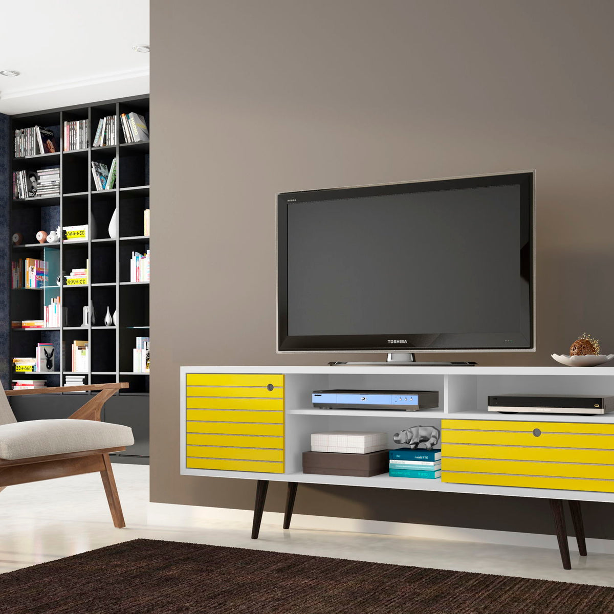 Manhattan Liberty - 71" TV Stand With White Frame