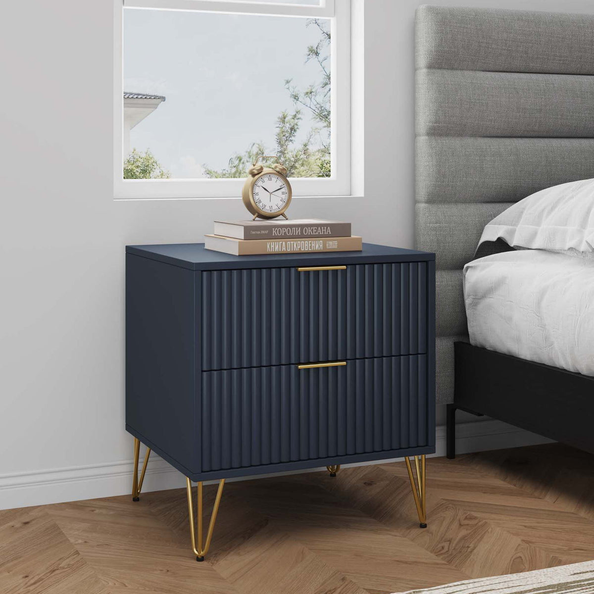 Manhattan Dumbo - Fluted 2-Drawer Nightstand