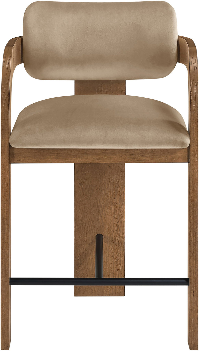 Cedra - Velvet Performance Fabric Upholstered Counter Stool - Brown Frame