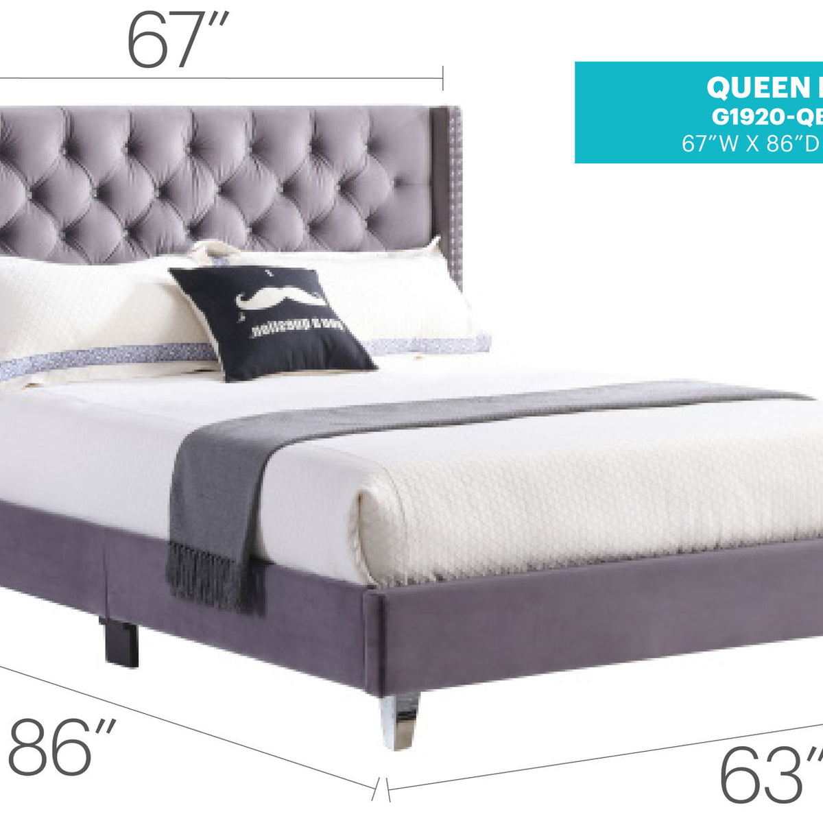 Upholstered Nailhead Trim Chic Bed