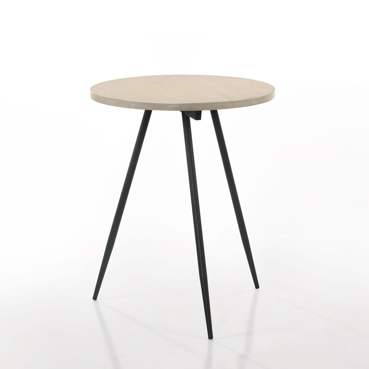 Neroli - Contemporary Round Side Table With Black Metal Base - Oak White