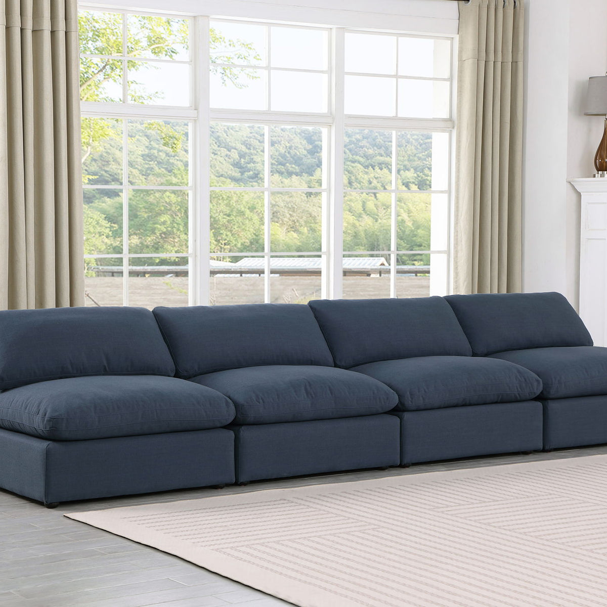 Comfy - Linen Modular Armless Sofa 4 Seats