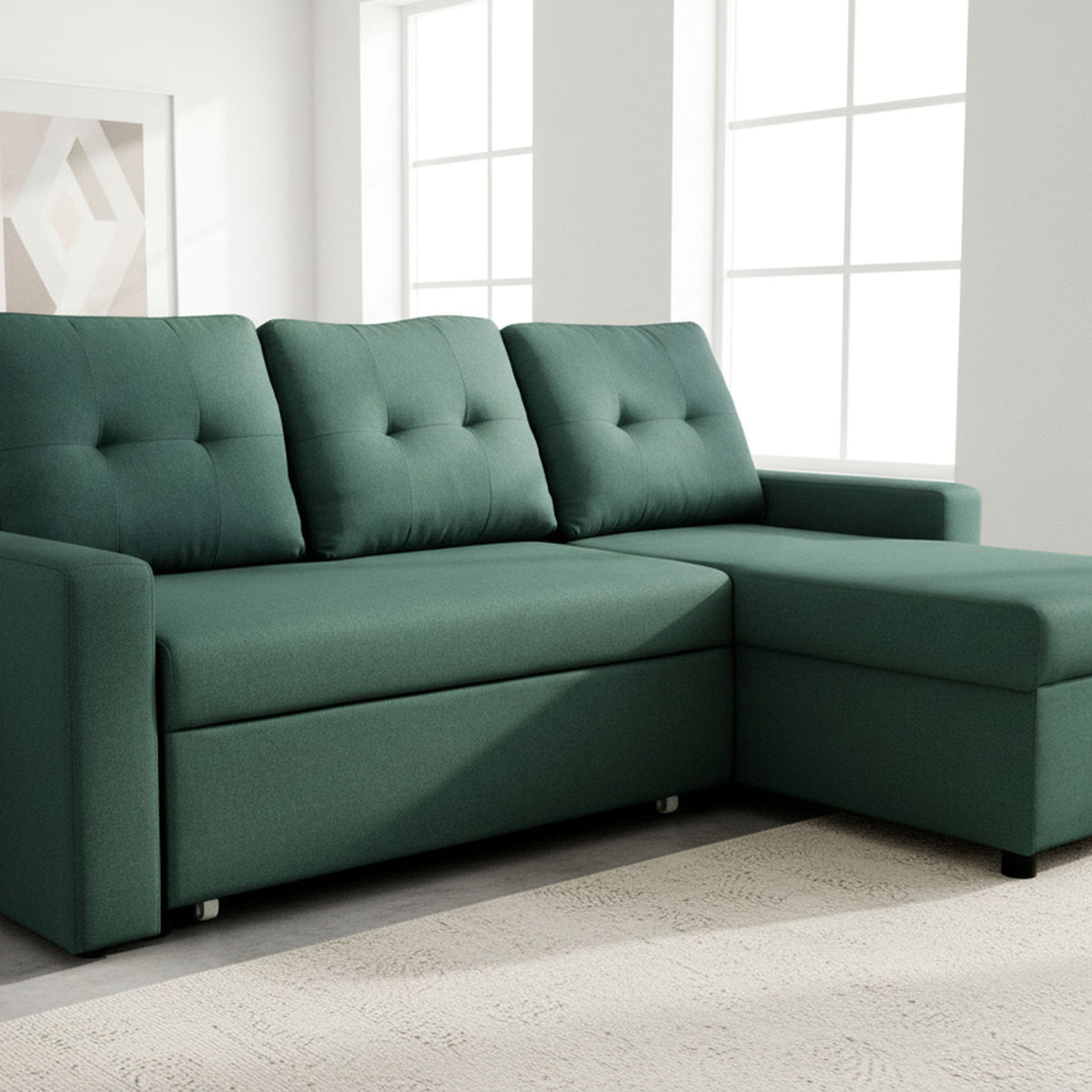 Convertible L Shaped Sectional Sleeper Sofa Bed, Saving Pull Out Couch