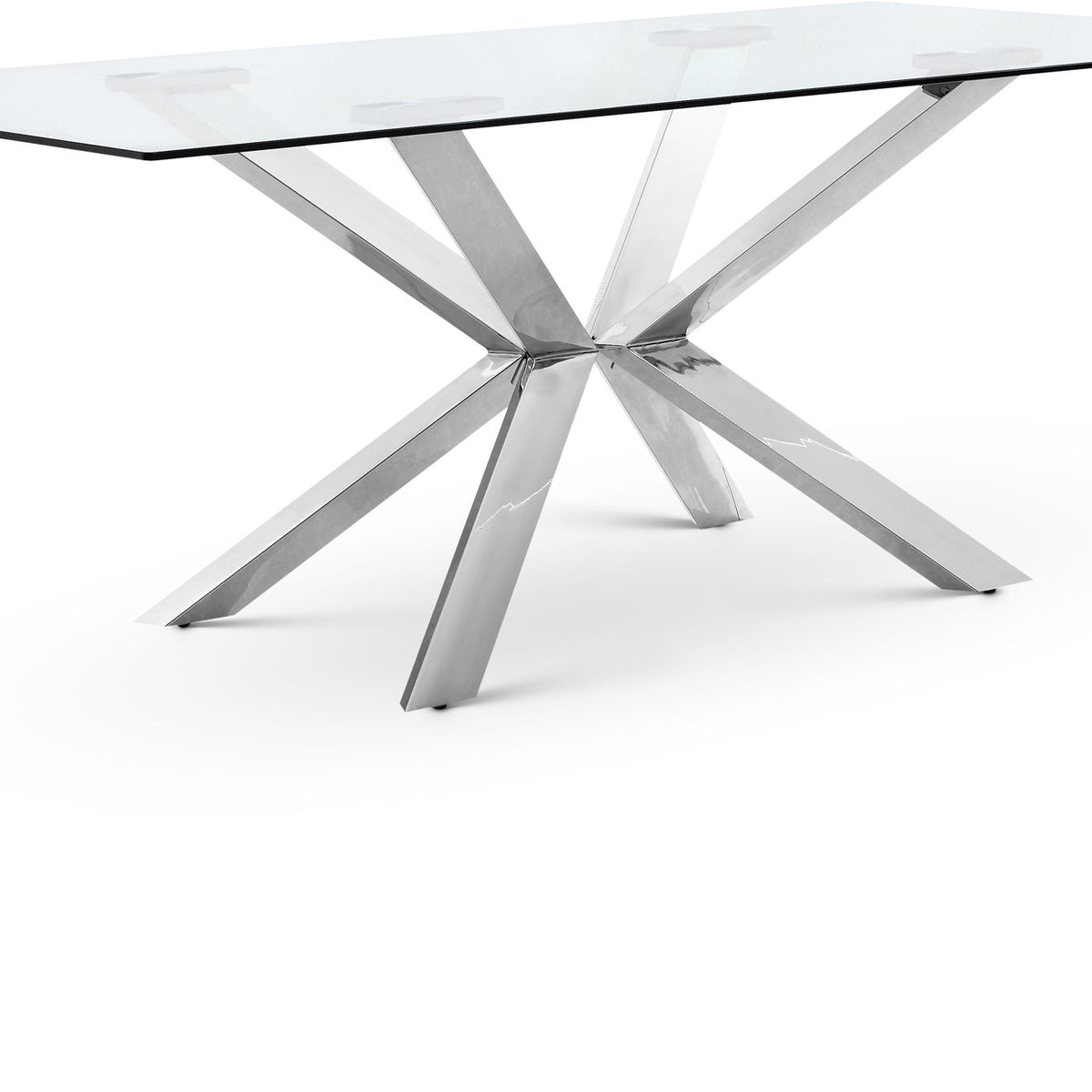 Juno - Glass Dining Table - Pearl Silver