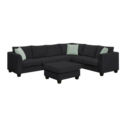 Sectional Sofa Couches Living Room Sets, 7 Seats Modular Sectional Sofa With Ottoman, L Shape Fabric Sofa Corner Couch Set With 3 Pillows