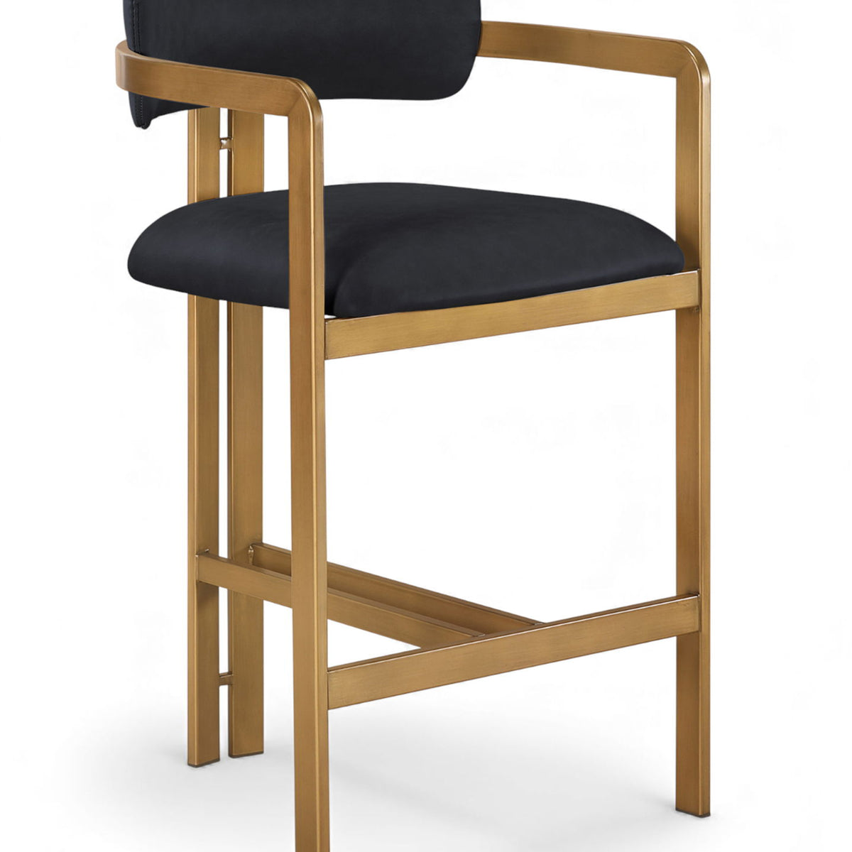 Aurum - Vegan Leather Upholstered Counter Stool With Brushed Brass Base