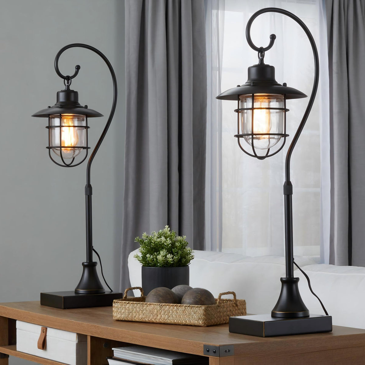Landen - Contemporary Task Lamp (Set of 2) - Oil Rubbed Bronze / Clear