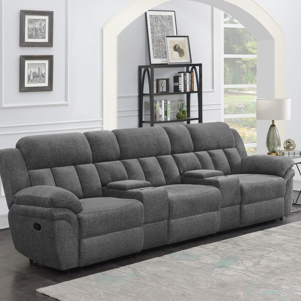 Bahrain 5-piece Upholstered Home Theater Seating Charcoal