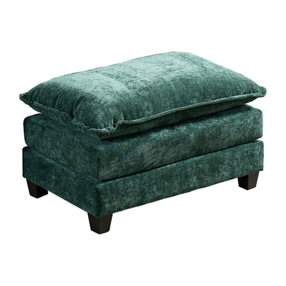 Cloud Sofa Ottoman only, Modern Sectional Couch, for Living Room Bedroom and Apartment, Comfy Double Layer Upholstered Seat Cushion, Breathable Chenille Fabric, Green