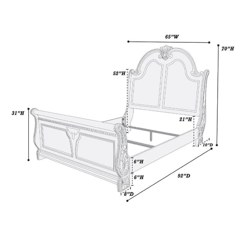 Queen Size Bed Panel Headboard And Footboard - Brown