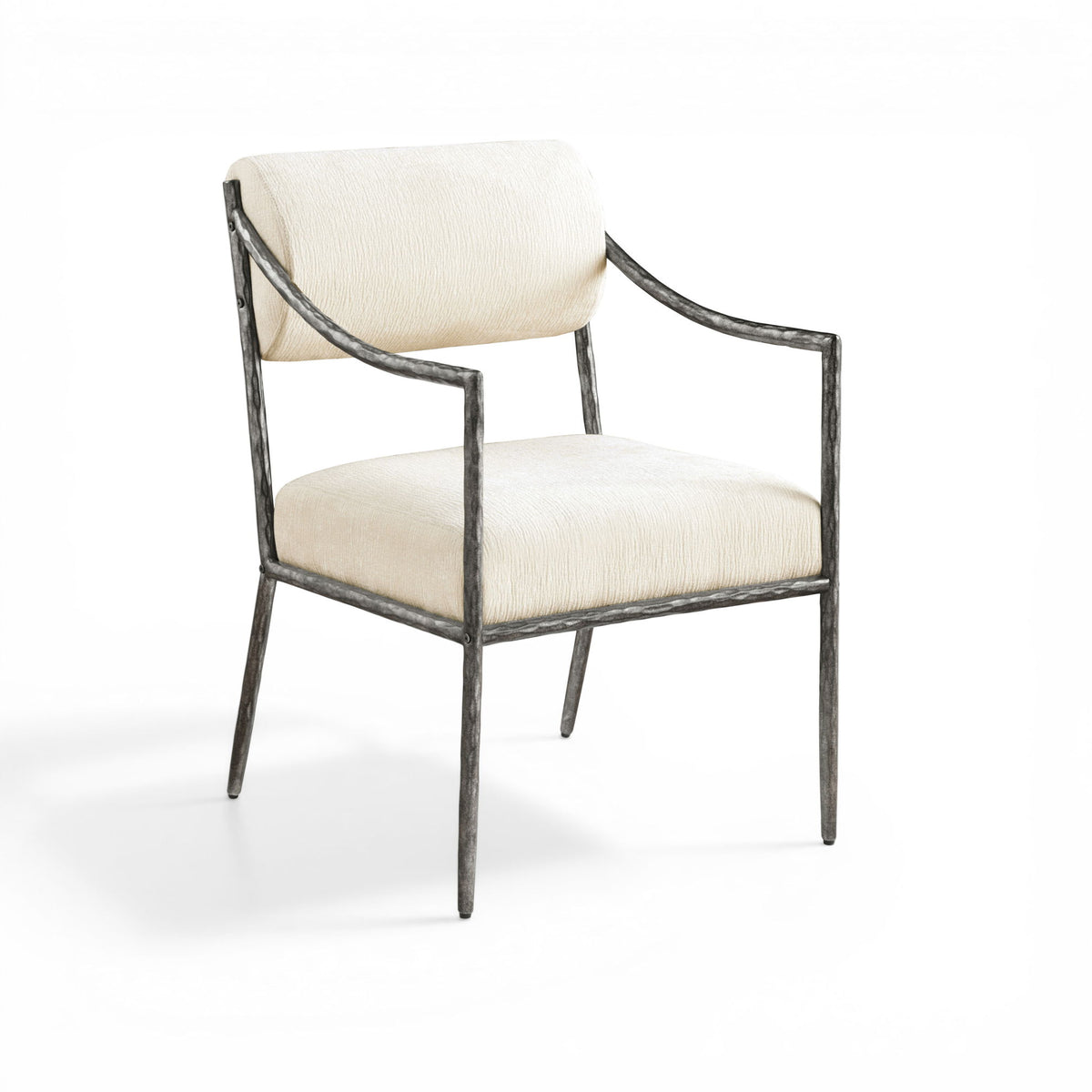 Bastille - Upholstered Dining Arm Chair (Set of 2) - Silver Frame