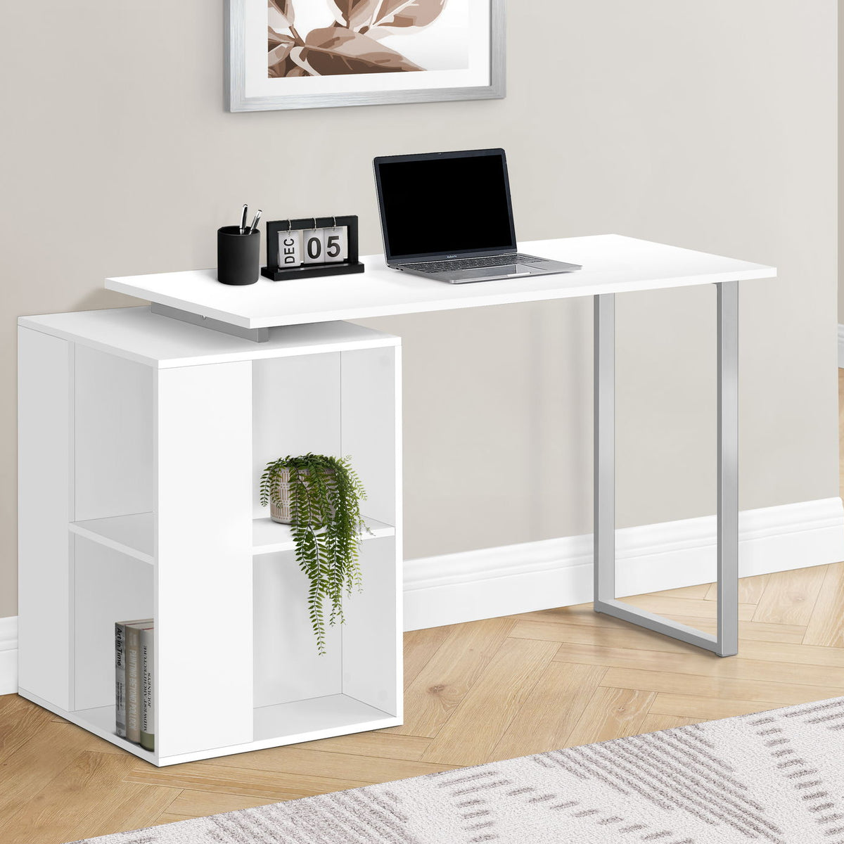 Computer Desk, Home Office, Left, Right Set-Up, Storage Shelves, Work, Laptop, Contemporary, Modern