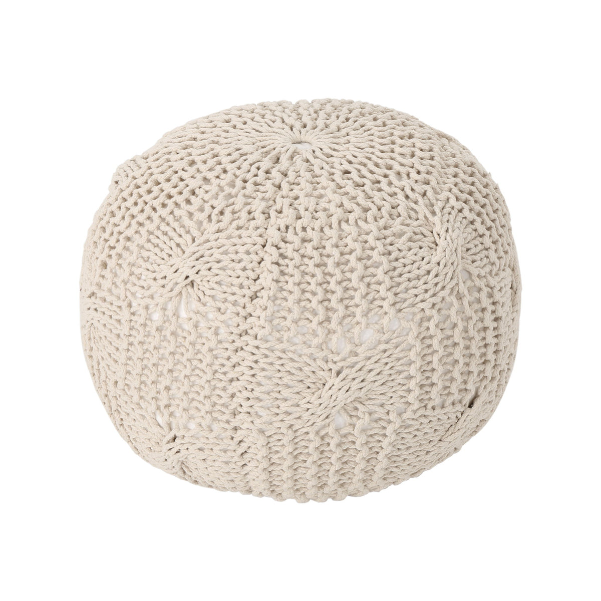 Bordeaux - Knitted Cotton Round Pouf
