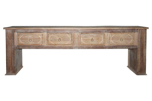 Qena - Reclaimed Wood 4 Drawer Console Table - Butterwood Blend