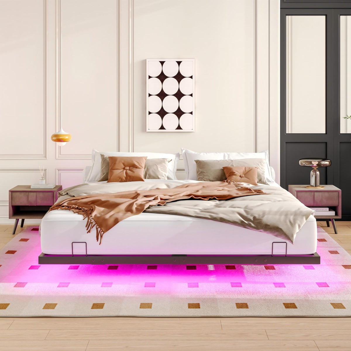 Floating Bed Frames With LED Lights