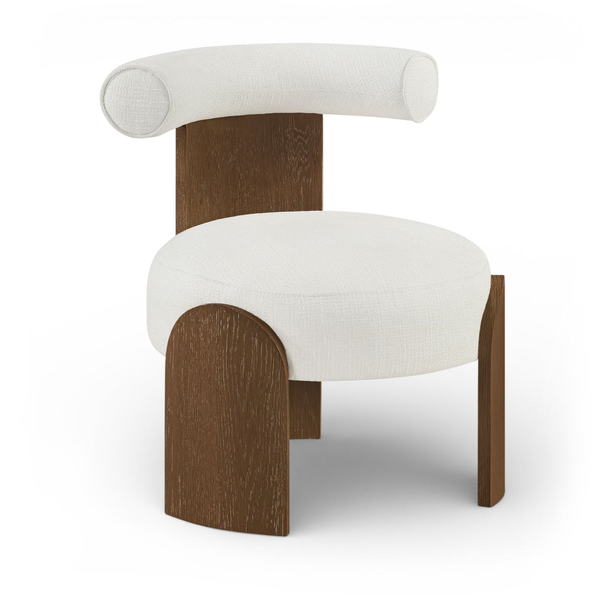 Calder - Linen Textured Fabric Upholstered Accent Chair - Painted Brown Base