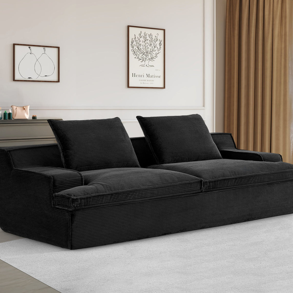 Nimbus - Oversized Full Foam 4 Seater Couch For Living Room Upholstered In Soft Corduroy, Wide Armrests