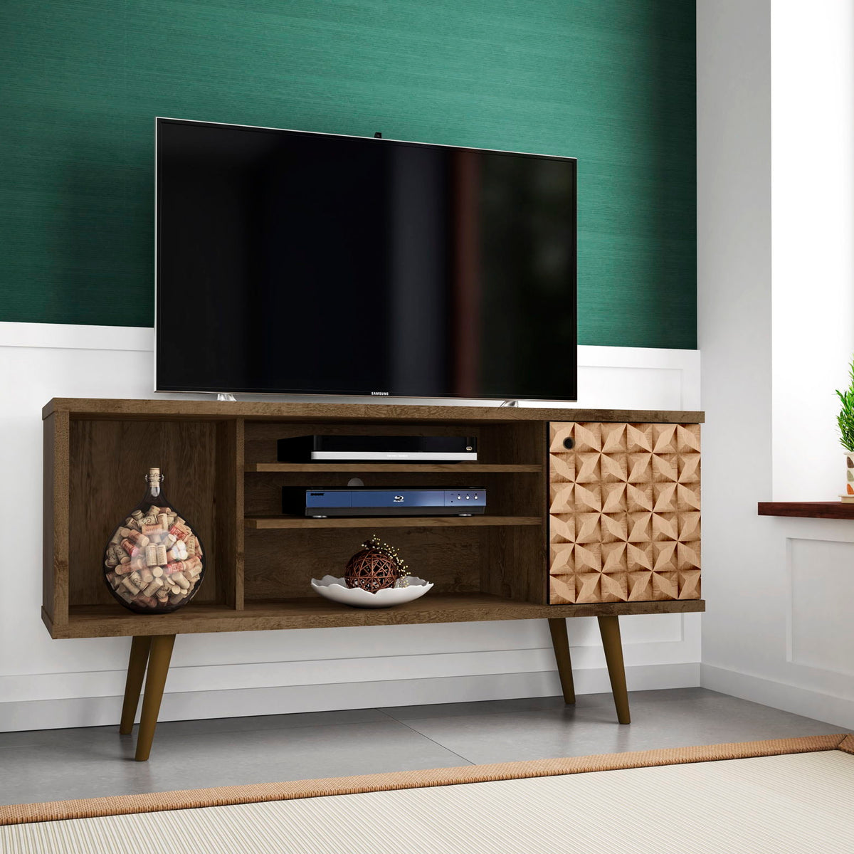 Manhattan Liberty - 53" TV Stand With Rustic Brown Frame