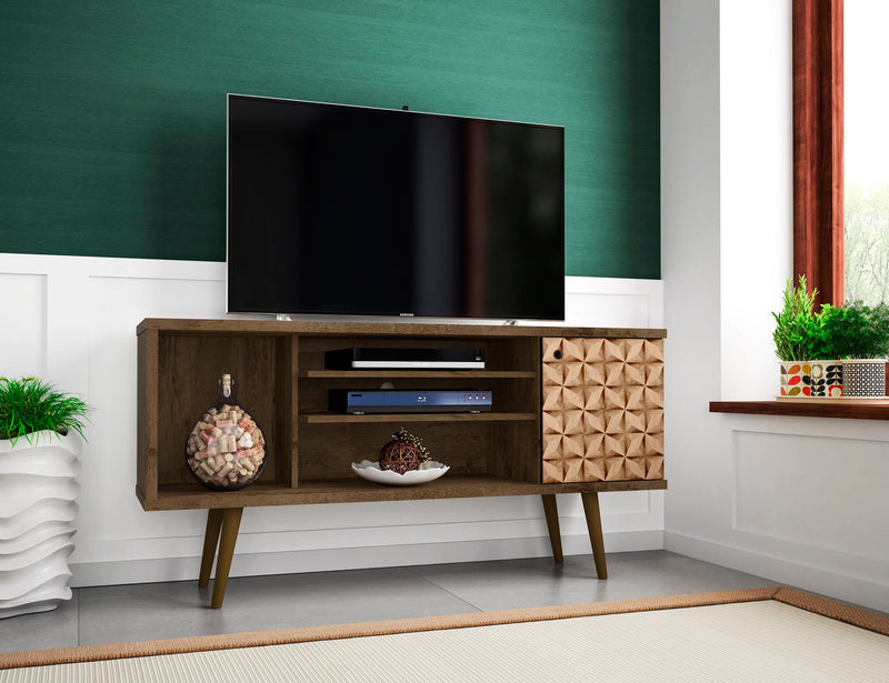 Manhattan Liberty - 53" TV Stand With Rustic Brown Frame