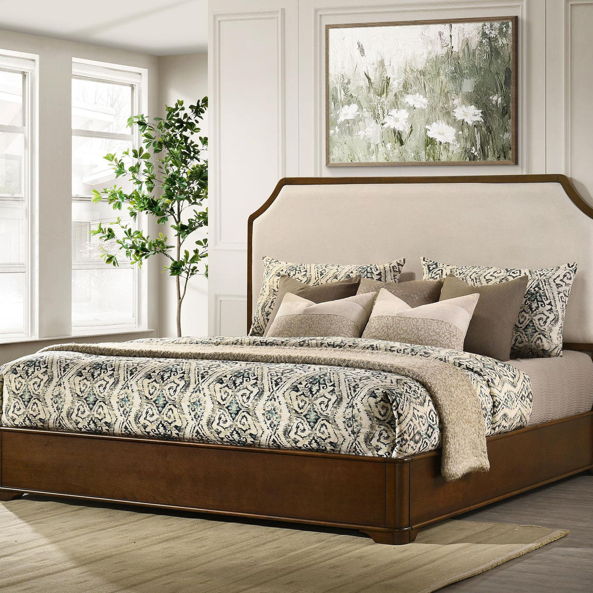 Garland 58-inch Eastern King Panel Bed Cream Brown Cherry