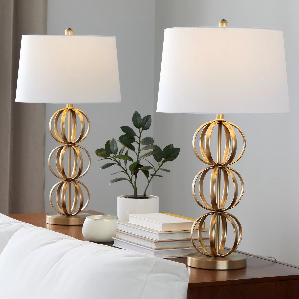 Linx - Contemporary Table Lamp (Set of 2) - Gold / White