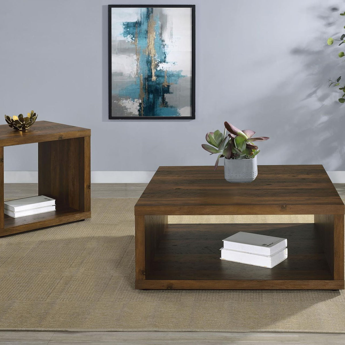 Frisco 2-piece Coffee and End Table Set Dark Pine