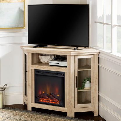 Classic Glass Door Fireplace TV Stand For Tvs Up To 55"