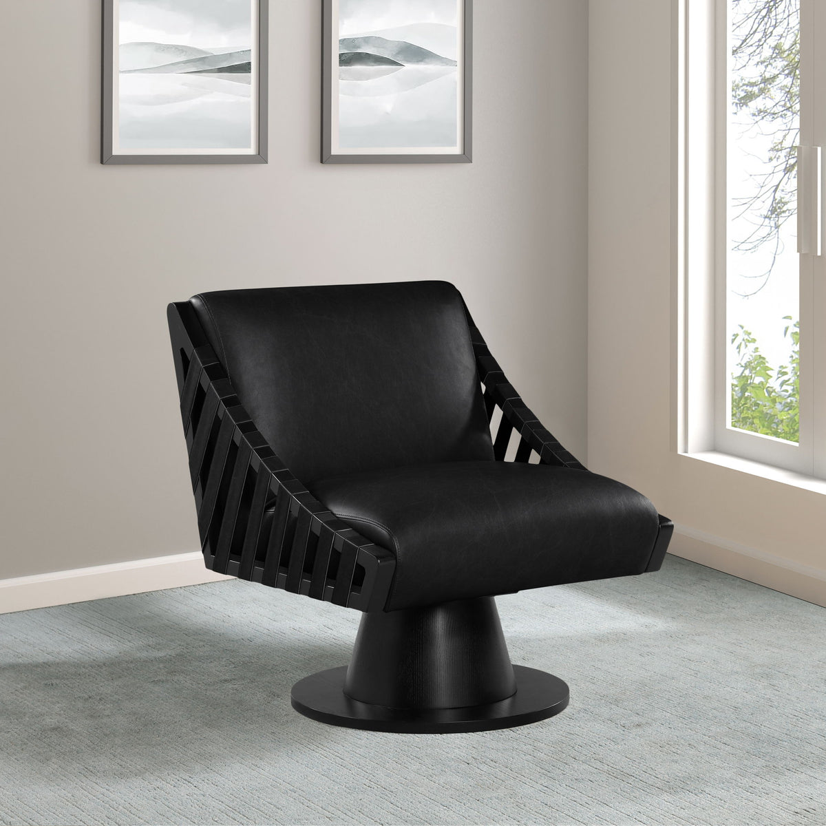 Millwin - Swivel Accent Chair With Black Base