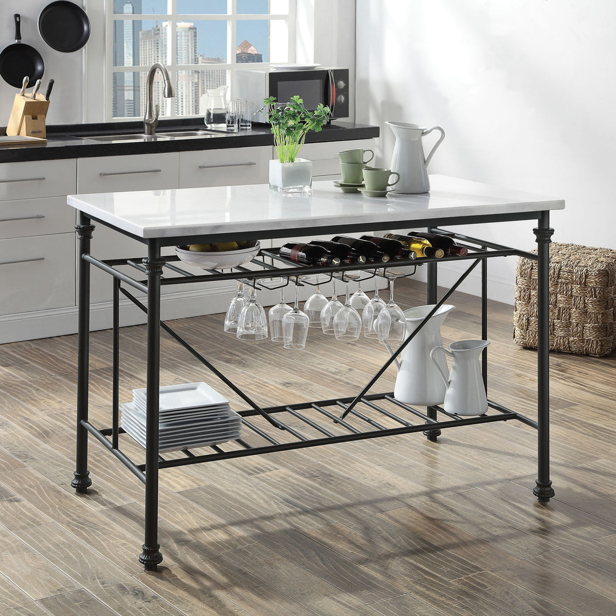 Mera - Marble Top Kitchen Island - Gray / Marble