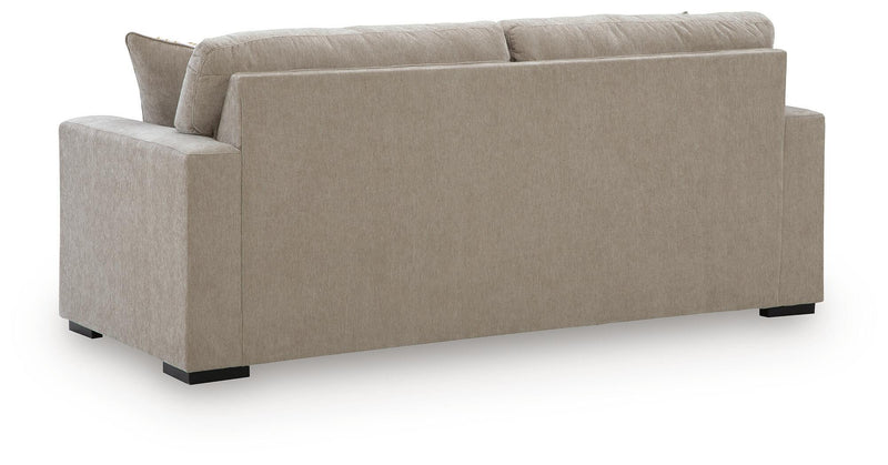 Bridgepoint sofa in light beige fabric, two back cushions, squared armrests