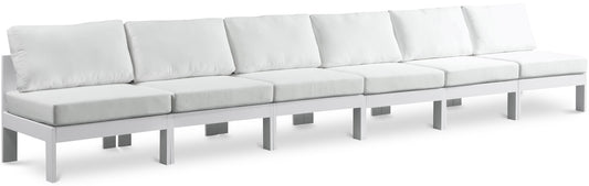 Nizuc - Outdoor Patio 6 Seat Armless Modular Sofa With White Frame