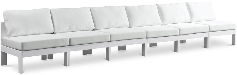 Nizuc - Outdoor Patio 6 Seat Armless Modular Sofa With White Frame