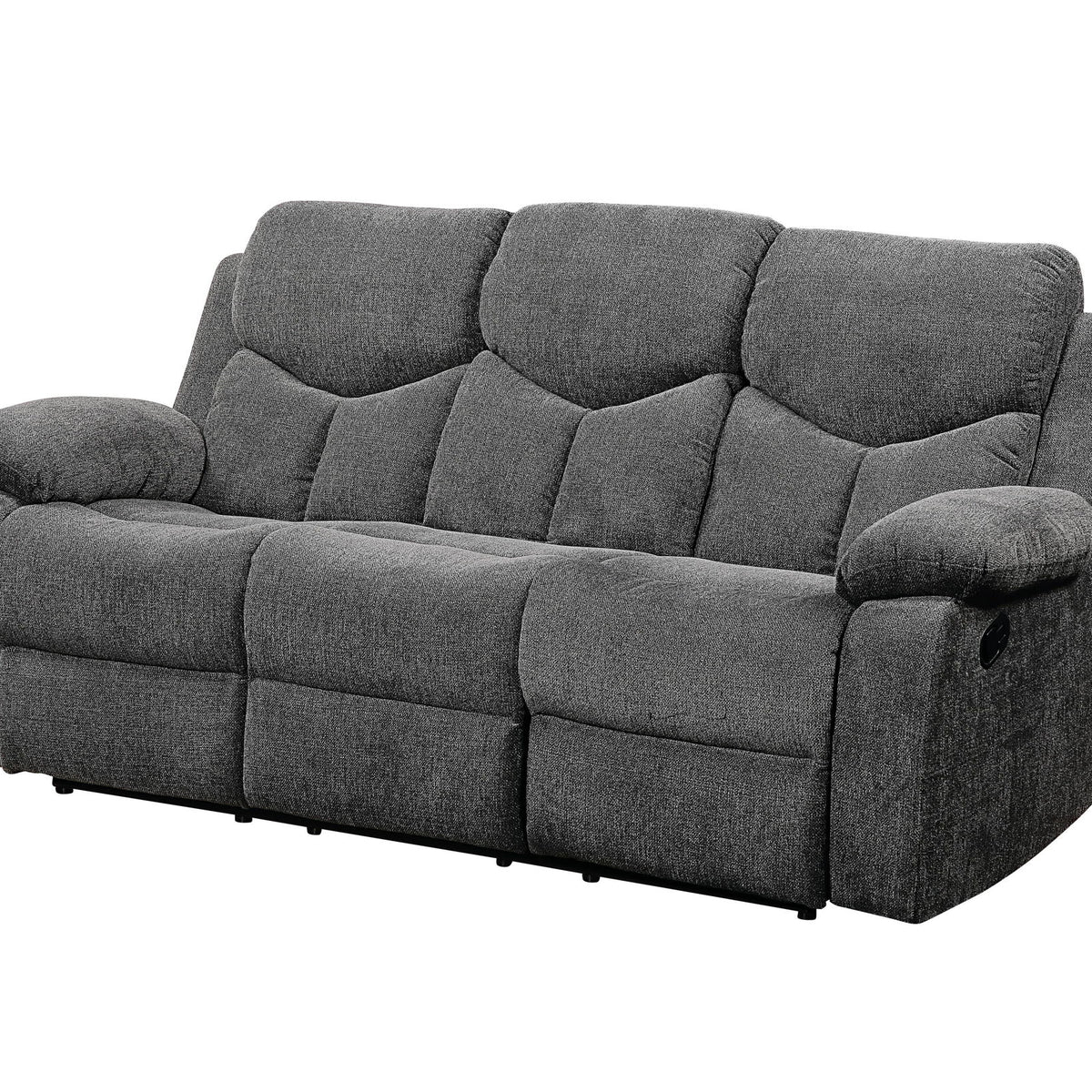Kalen - Chenille Sofa With Drop Down Table - Gray