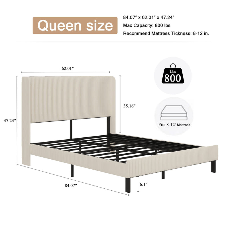 Platform Bed With Metal Frame And Charging Station