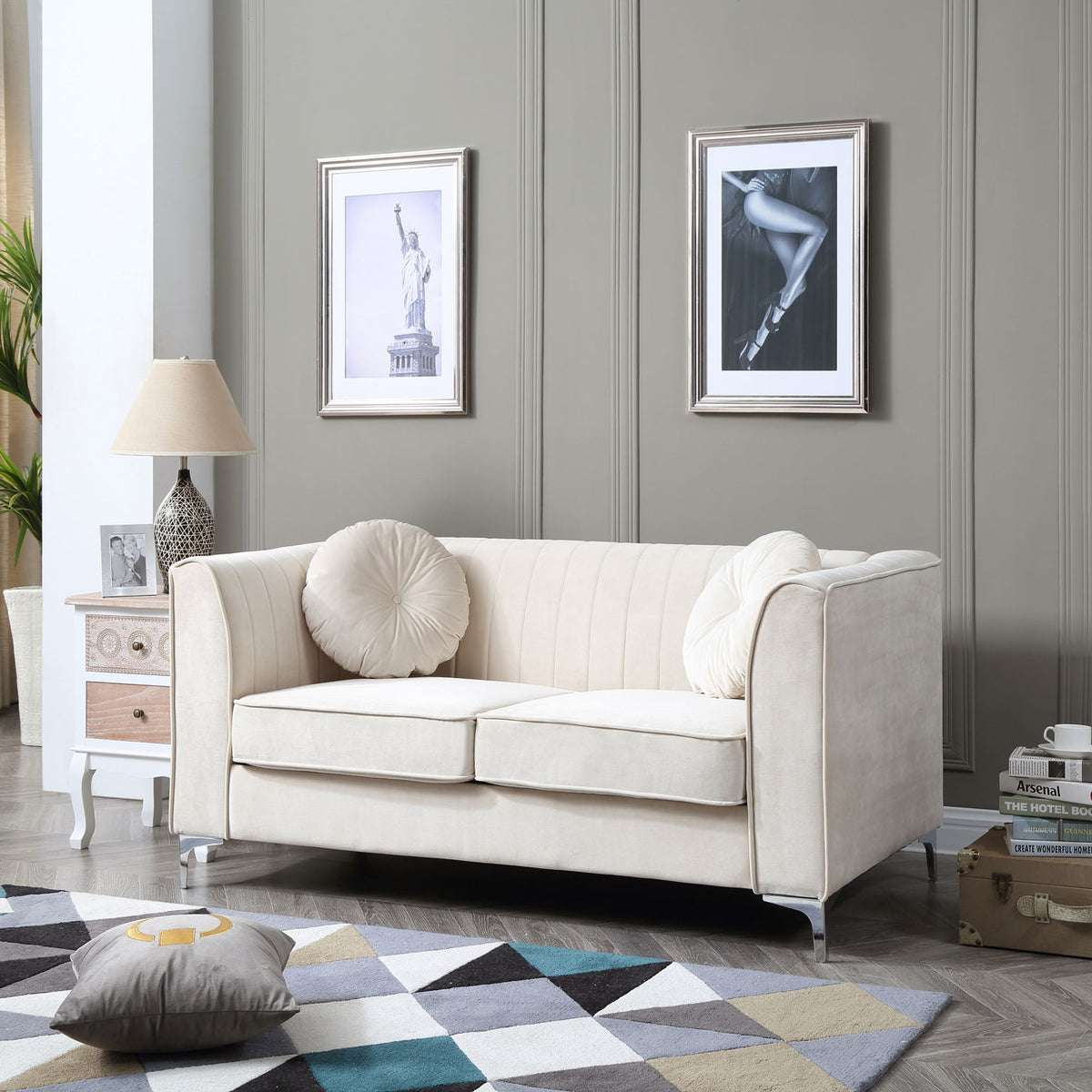 Glam Styled Micro Suede Loveseat