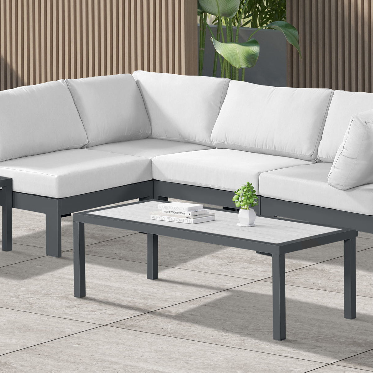 Nizuc - Outdoor Patio 4 Piece Modular Sectional With Gray Frame
